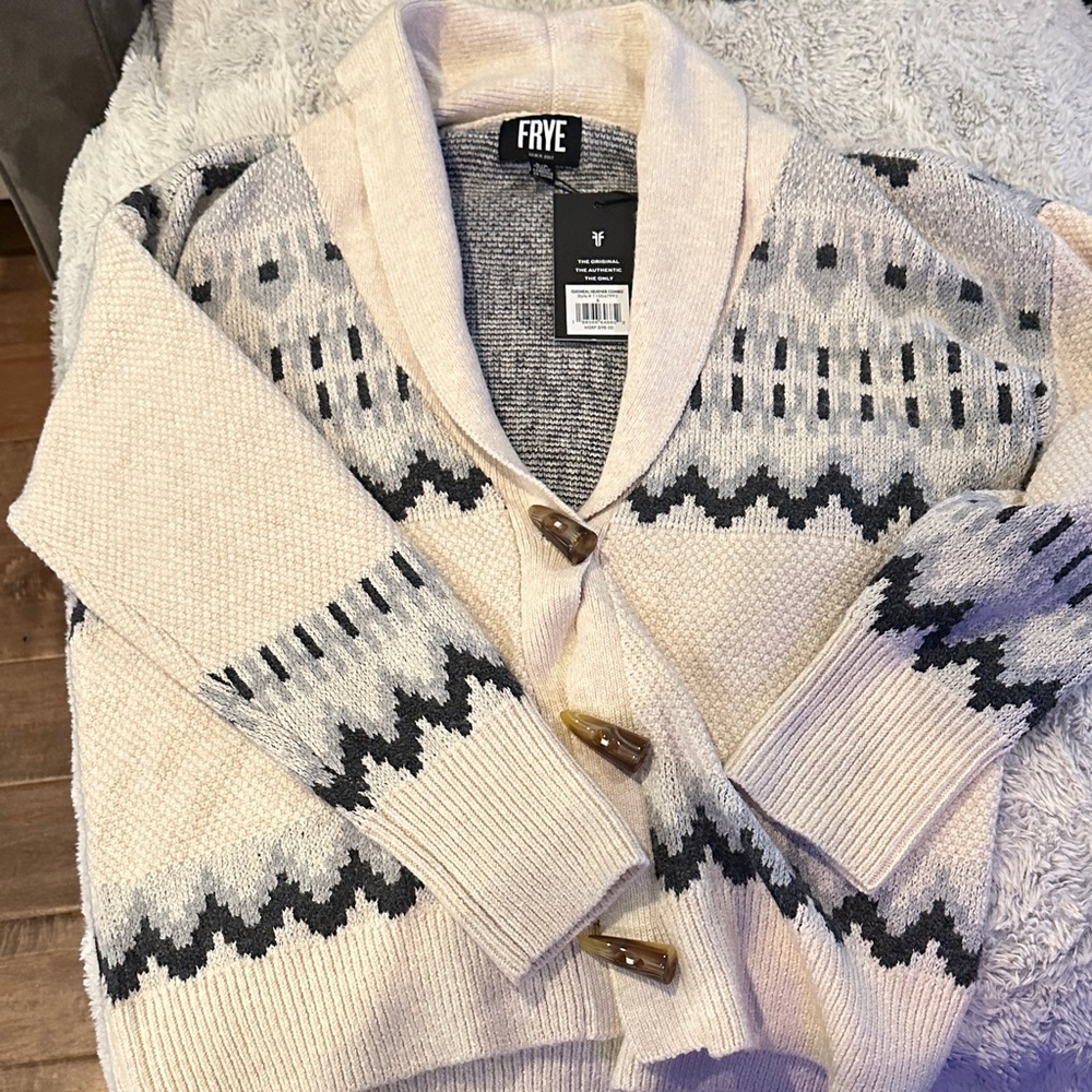 NWT Frye sweater cardigan Oatmeal/Heather combo
